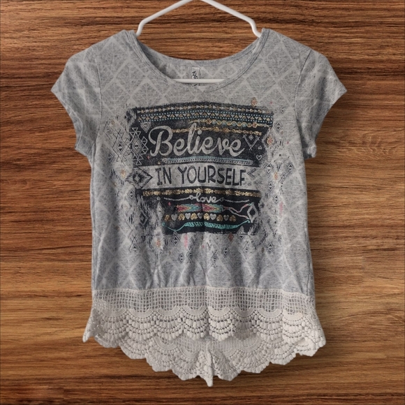Girls Knit Works Gray Graphic Tee Suze XL - Picture 1 of 6